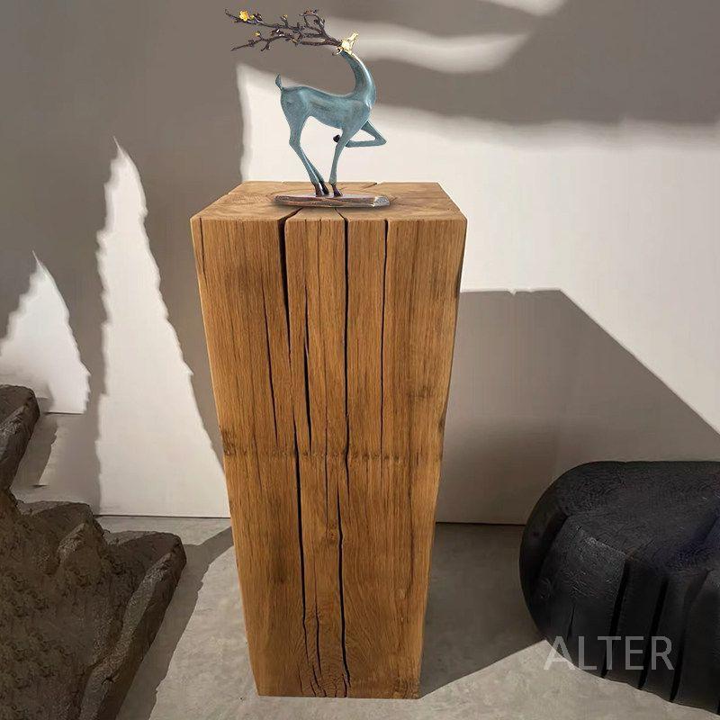 통나무 스툴 사각 원목 의자 전시대 카페 그루터기 연한 커피색 30x30x80cm - 상세 이미지 3