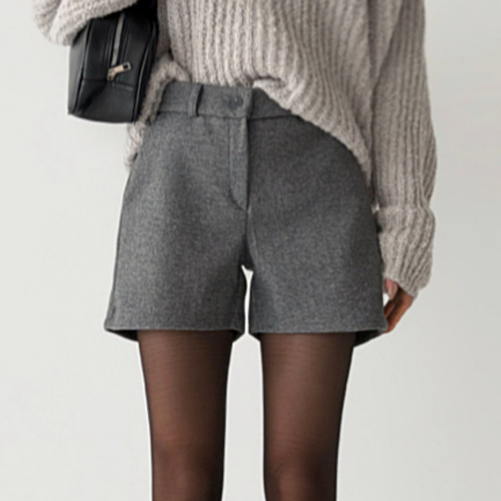 퀸드 여성 모직 반바지 울 겨울 정장 슬랙스 숏팬츠 제품 이미지