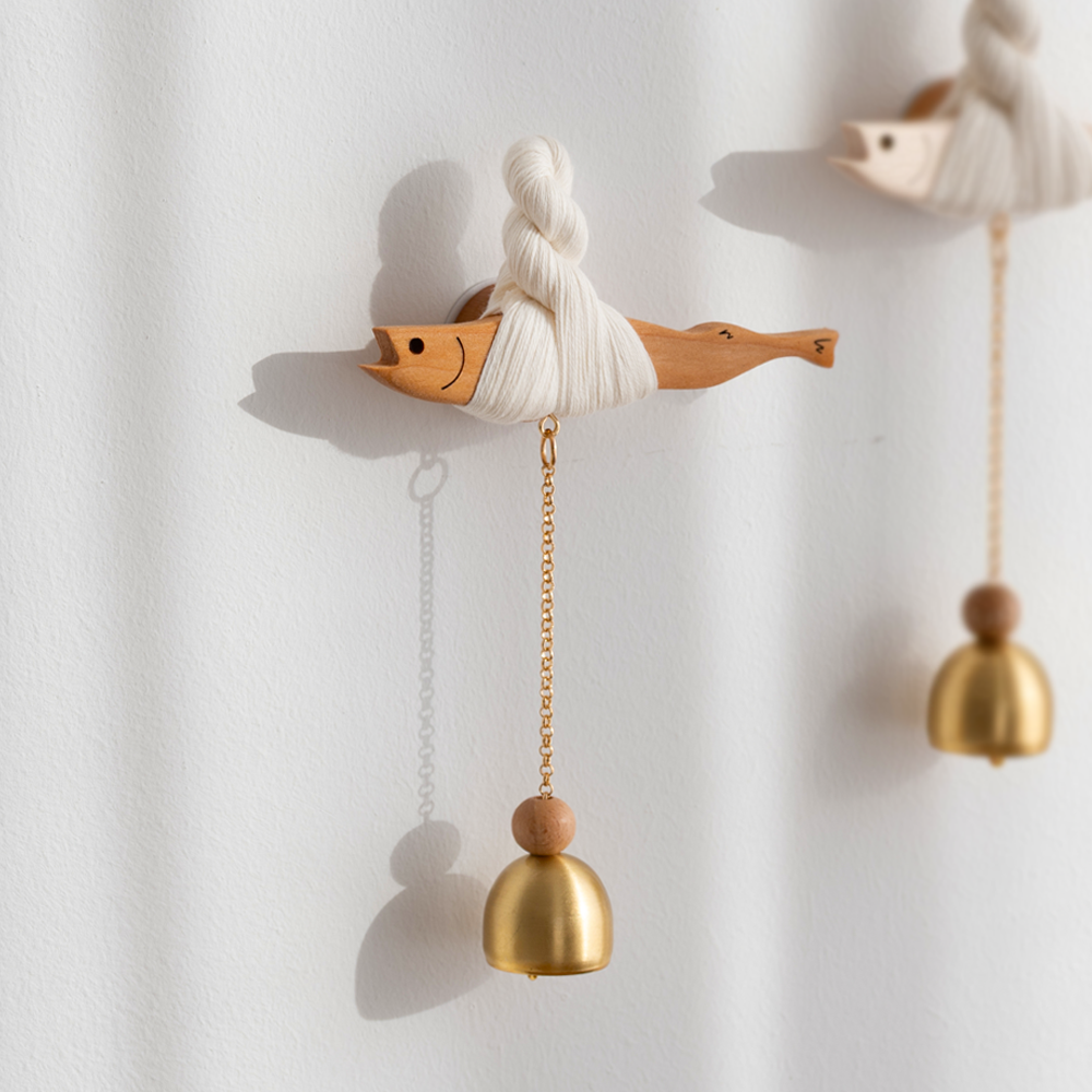 액막이 도어벨 명태풍경 체리원목 자석 현관종 집들이 이사 선물 마켓유니버스 제품 이미지