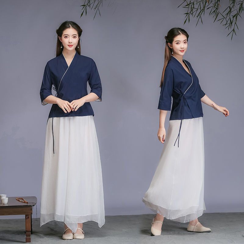 명상복 수련 세트 요가 수련복 태극권 법복 상하의 전통 소량재고 린넨 - 상품 이미지
