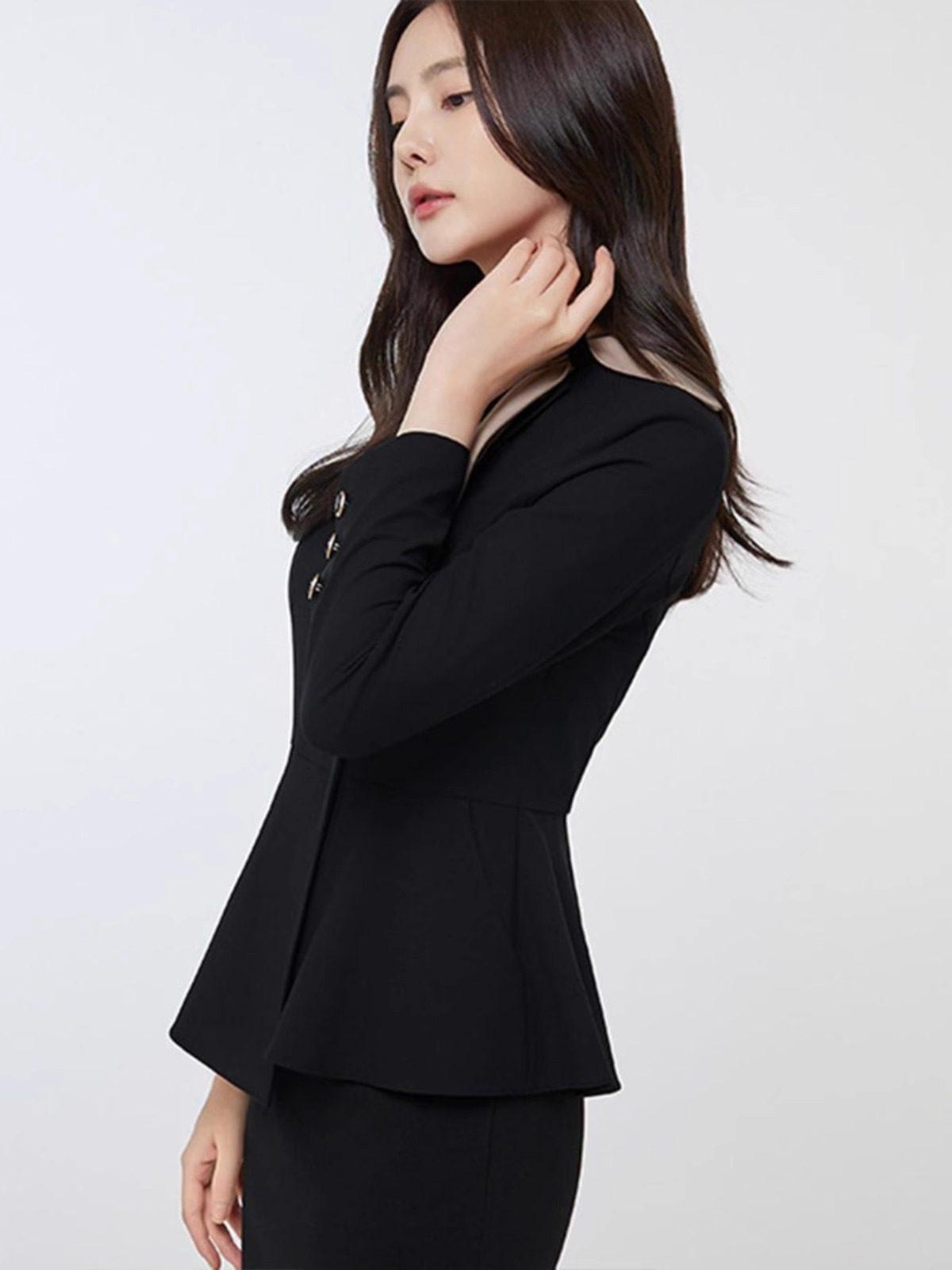 호텔 프론트 병원데스크 유니폼 전문 비서직 서비스직 블랙 스커트 세트 s - 상세 이미지 3