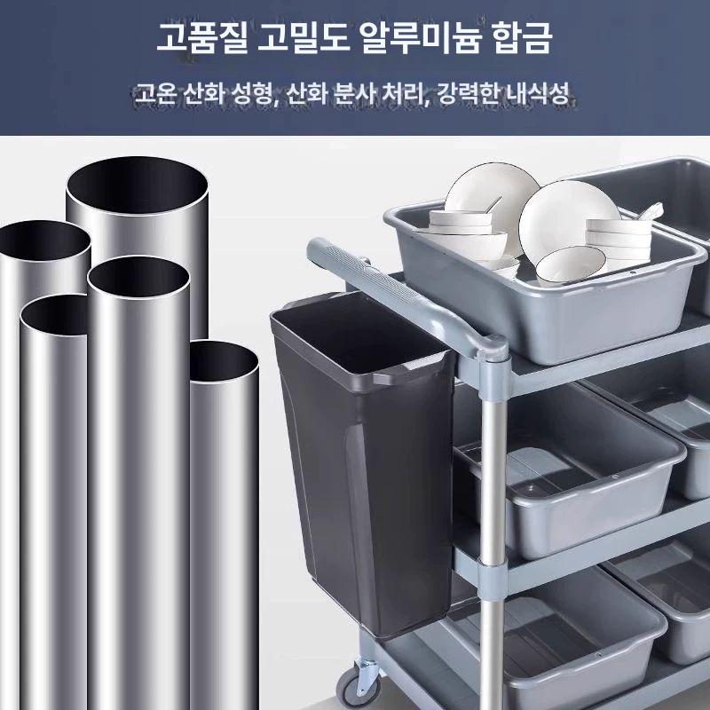 서빙카트 호텔 주방 식당 우드 업소용 이동식 그레이 중형 - 상세 이미지 3