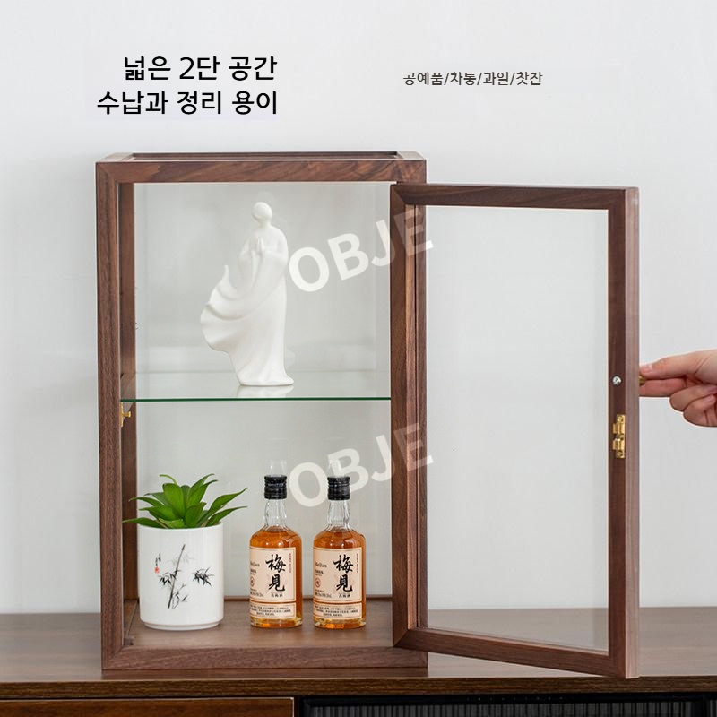 앤루나 카페 디저트 진열장 흑호두나무 유리 수납장 베이커리 쇼케이스 앤틱 찻잔 수납장 이미지 7