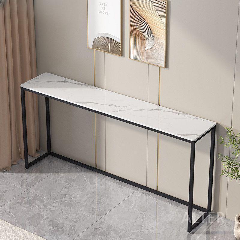 거실 복도 현관 장식장 폭좁은 데스크 콘솔 틈새 슬림 블랙+알파인화이트 120x25x80cm - 상품 이미지