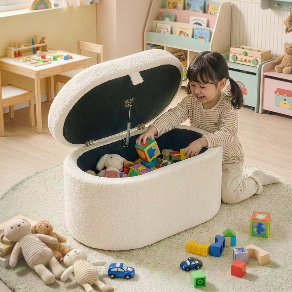 다쿠아즈 부클레 수납 스툴 의자 아이방 장난감 정리