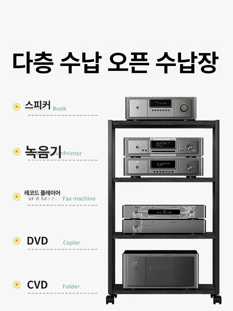장비 거치대 앰프 선반 콘솔 수납대 진열장 우퍼 수납장 블랙 프레임 블랙 보드 3단 - 상세 이미지 2