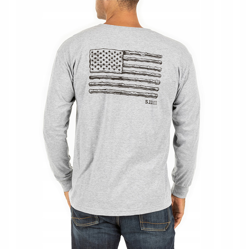 5.11 택티컬 스틱스 USA 플래그 긴팔 티셔츠(헤더그레이) - Sticks USA Flag L/S Tee (Heather Gray) - 상품 이미지