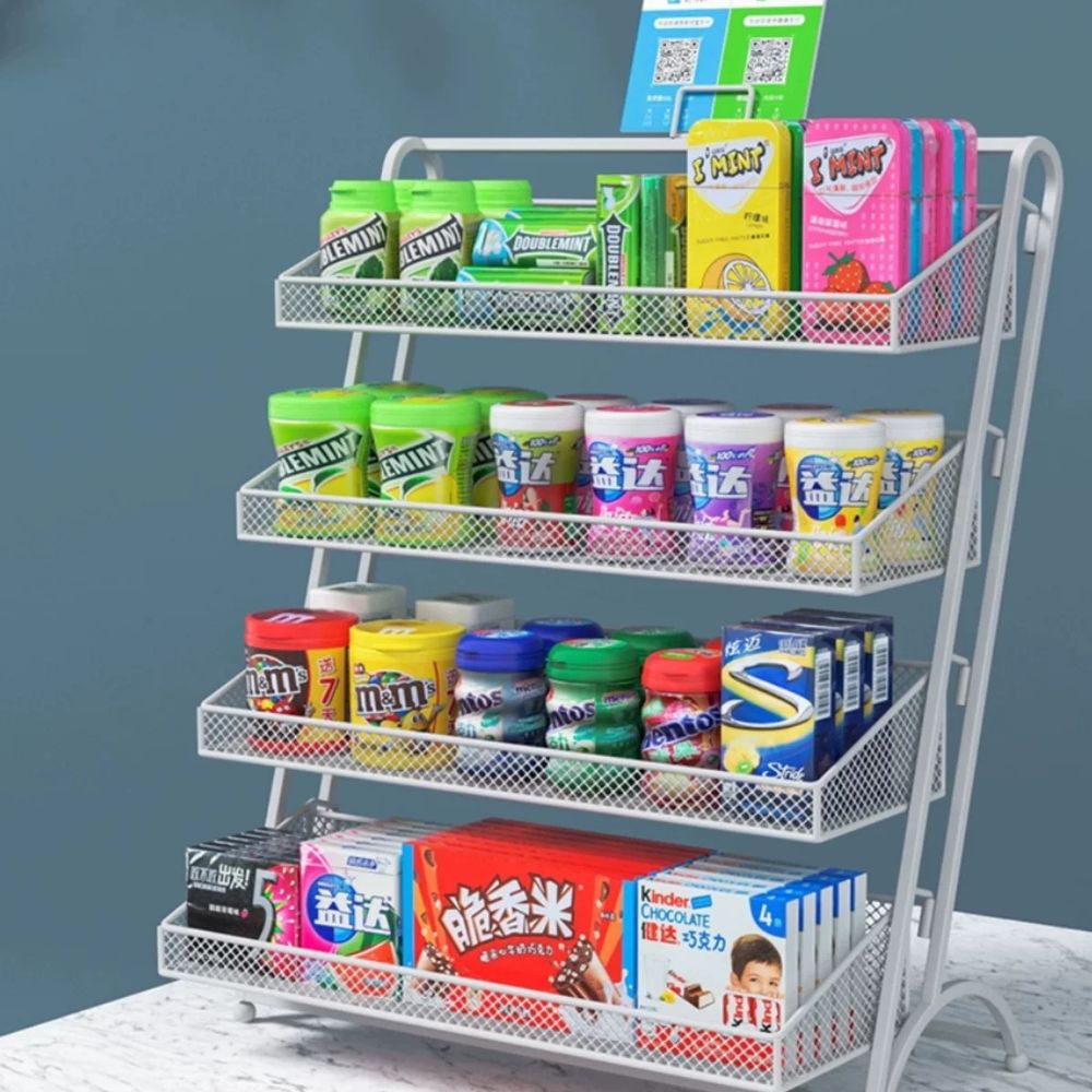 과자 진열대 선반 편의점 매대 블랙 제품 약국 매장 3단 40x5x50c A. 화이트 스몰 - 상품 이미지