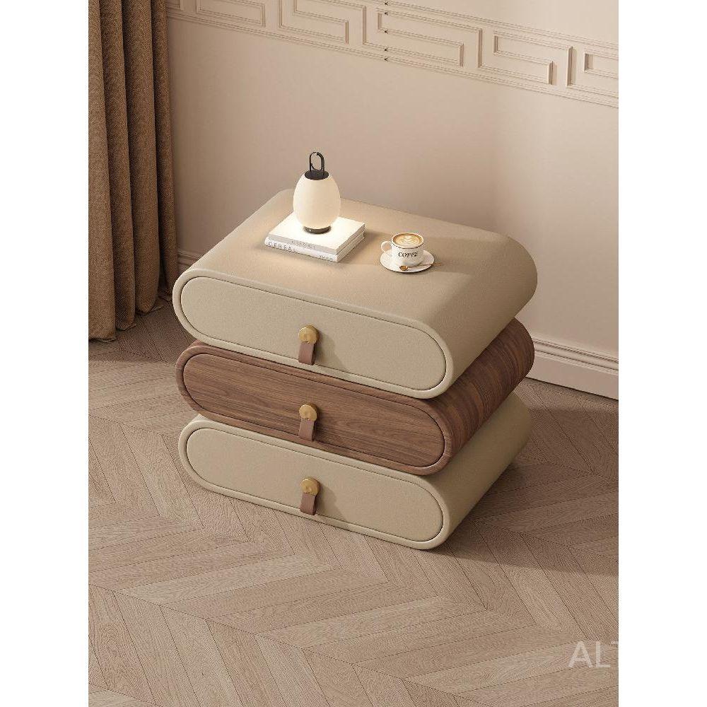 침대옆선반 원목침대협탁 회전 사이드서랍장 2단 L9 월넛+오프화이트+회전 45x40x55cm - 상세 이미지 4