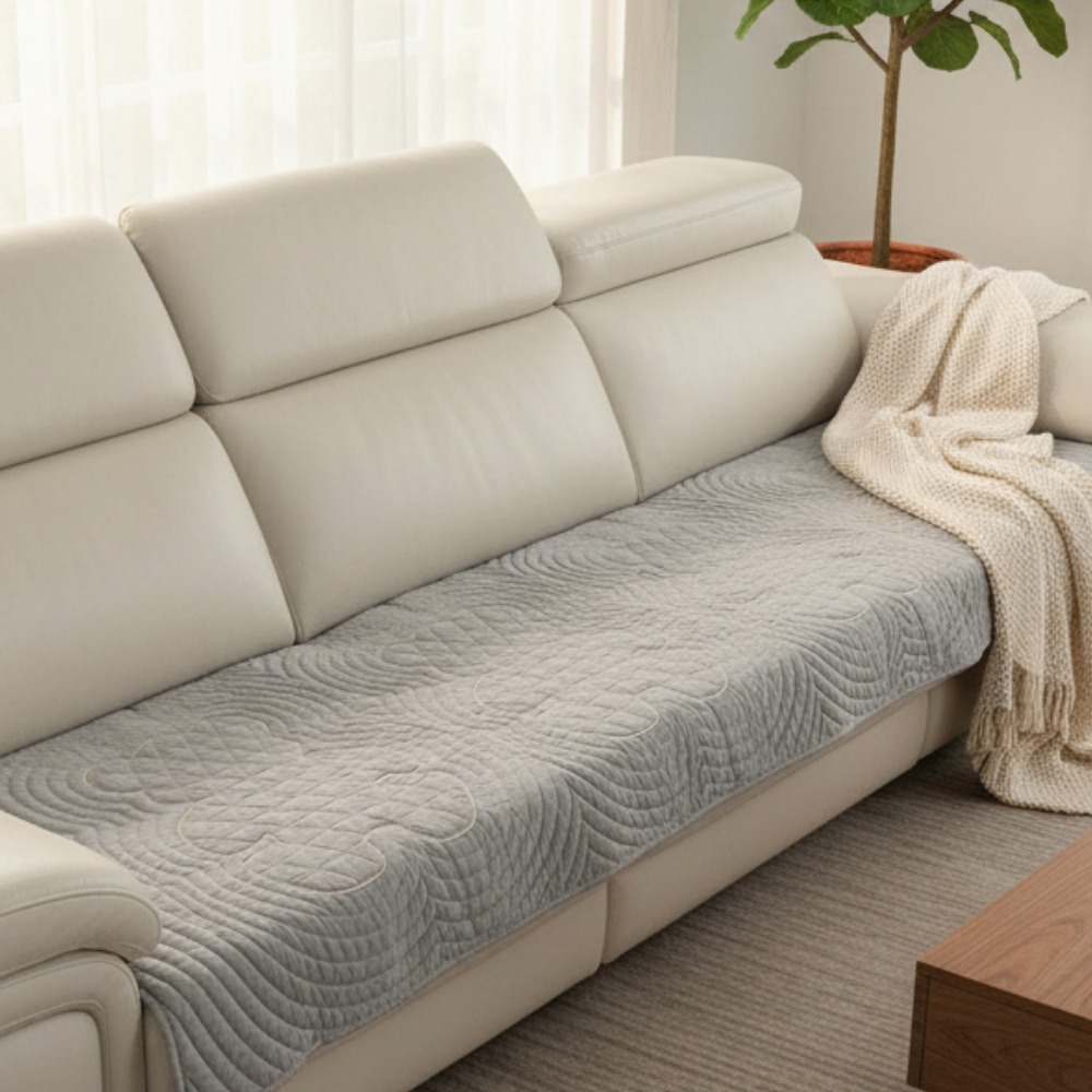 홈집합 퀼트 면100% 곰돌이 소파패드 사계절 화이트, 4인용