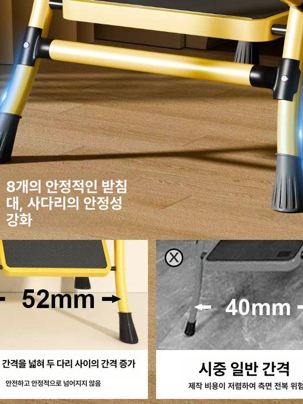 5단 6단 사다리 가정용 낮은 단단 가벼운 접이식 옐로우 6단 사다리+손잡이 가정용 사다리 - 상세 이미지 5
