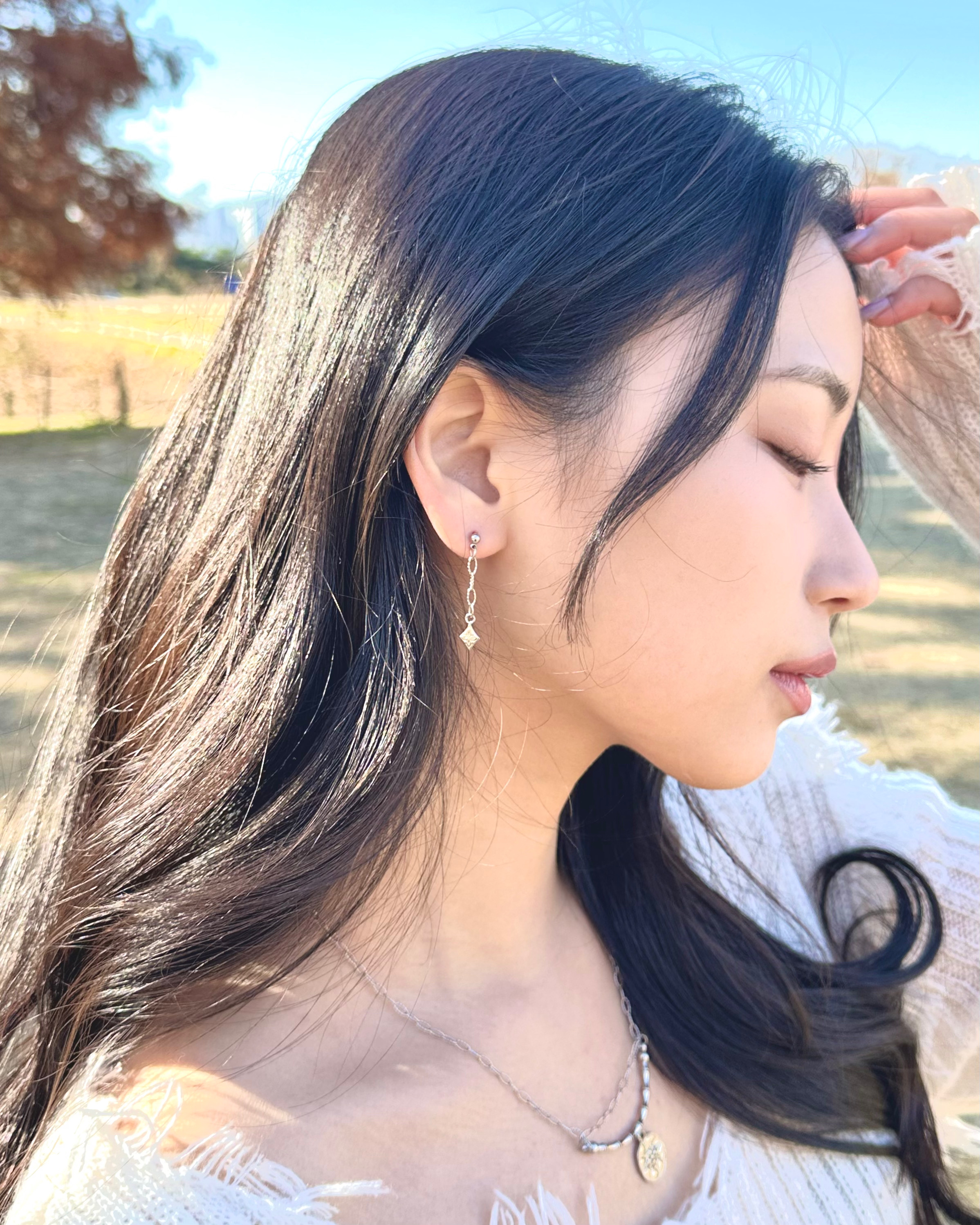 써지컬 스틸 드롭 귀걸이 리브 롱 귀걸이 - 상세 이미지 5