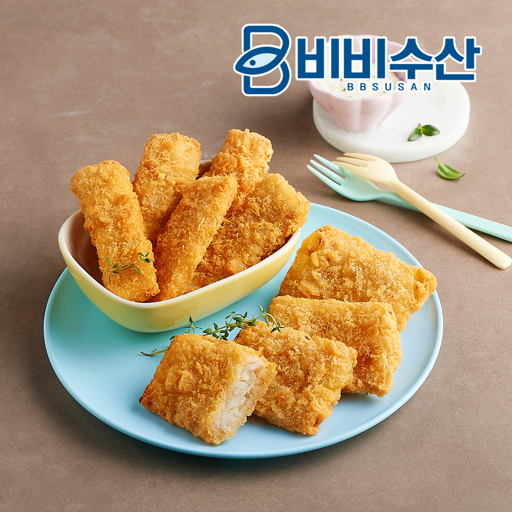 생선까스 500g+500g 흰살 새우튀김 에어프라이어 - 상품 이미지