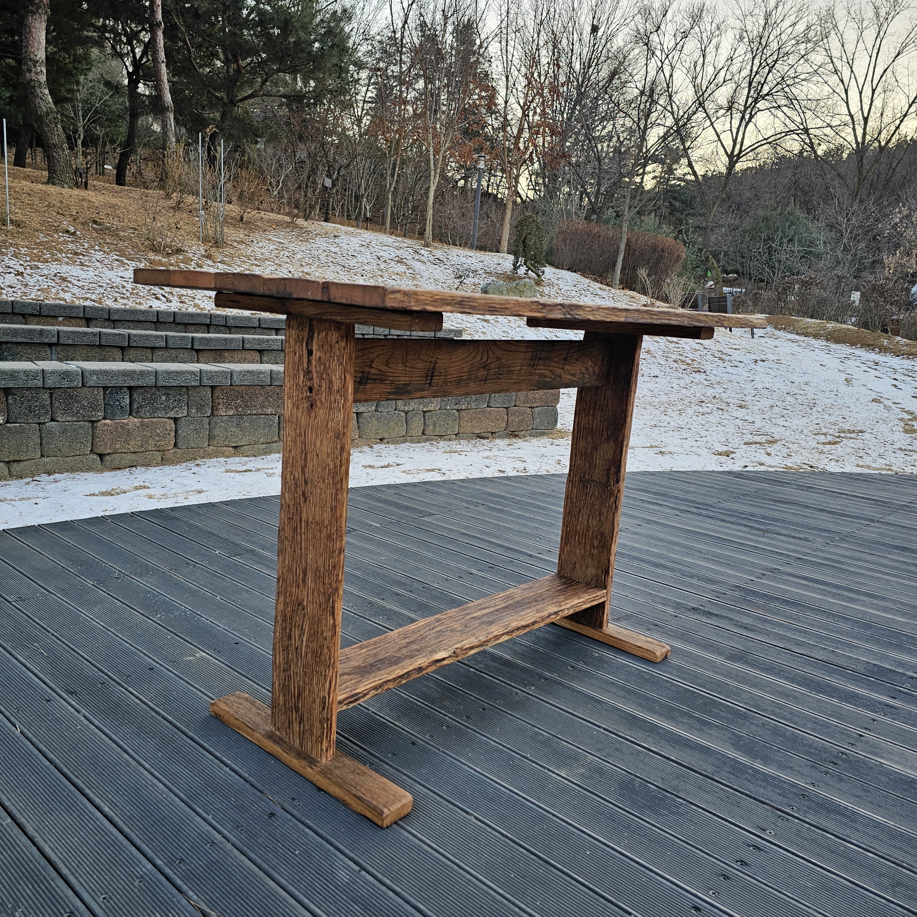 100년 이상 된 올드오크 빈티지 엔틱 러스틱 고재 작업 책상 테이블 주문제작