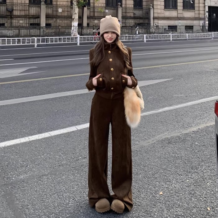 금장버튼자켓 와이드팬츠 트레이닝세트 (2color) 이미지 7