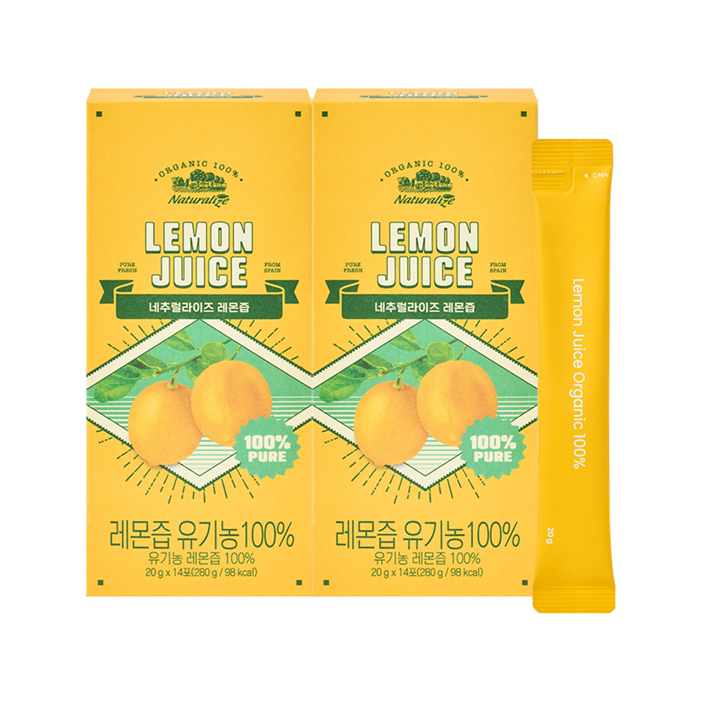 네추럴라이즈 레몬즙 유기농 100% NFC 착즙 스페인산 20g 14포, 2개 - 상품 이미지