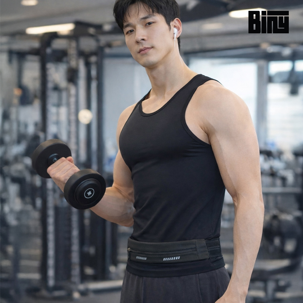 바이니 러닝벨트 러닝가방 플립 파우치 슬림 허리 벨트 밴드 휴대폰 수납 등산 조깅 러닝용 - 상세 이미지 2