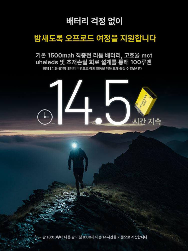 충전식 야외용 헤드라이트 트레일러닝 헤드램프 내장 방수 나이트섀도우블랙 A - 상세 이미지 4