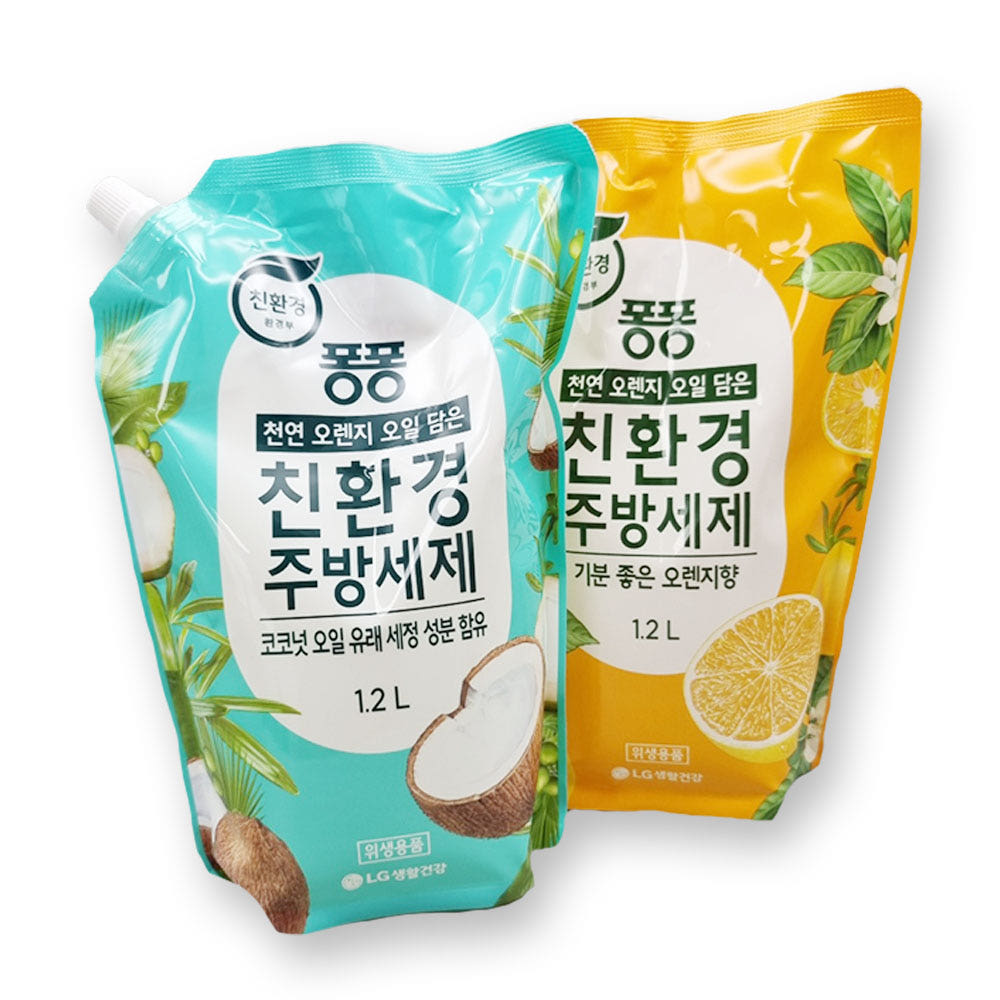 LG 퐁퐁 친환경 주방세제 1.2L 설거지 주방기름때제거 오렌지향 - 상세 이미지 3