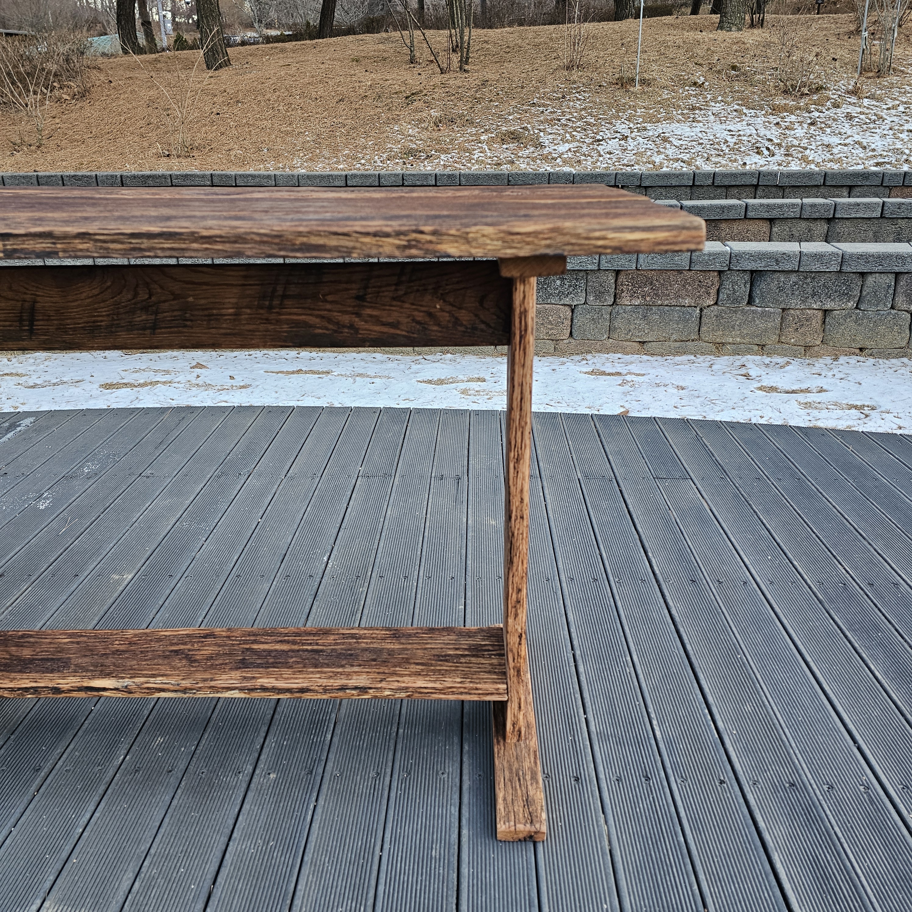 100년 이상 된 올드오크 빈티지 엔틱 러스틱 고재 작업 책상 테이블 주문제작