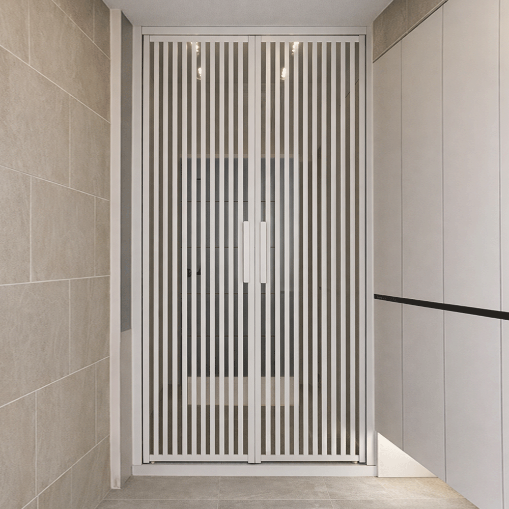 전체간살 180도 스윙 초슬림 정대칭 여닫이 (도장제품)
