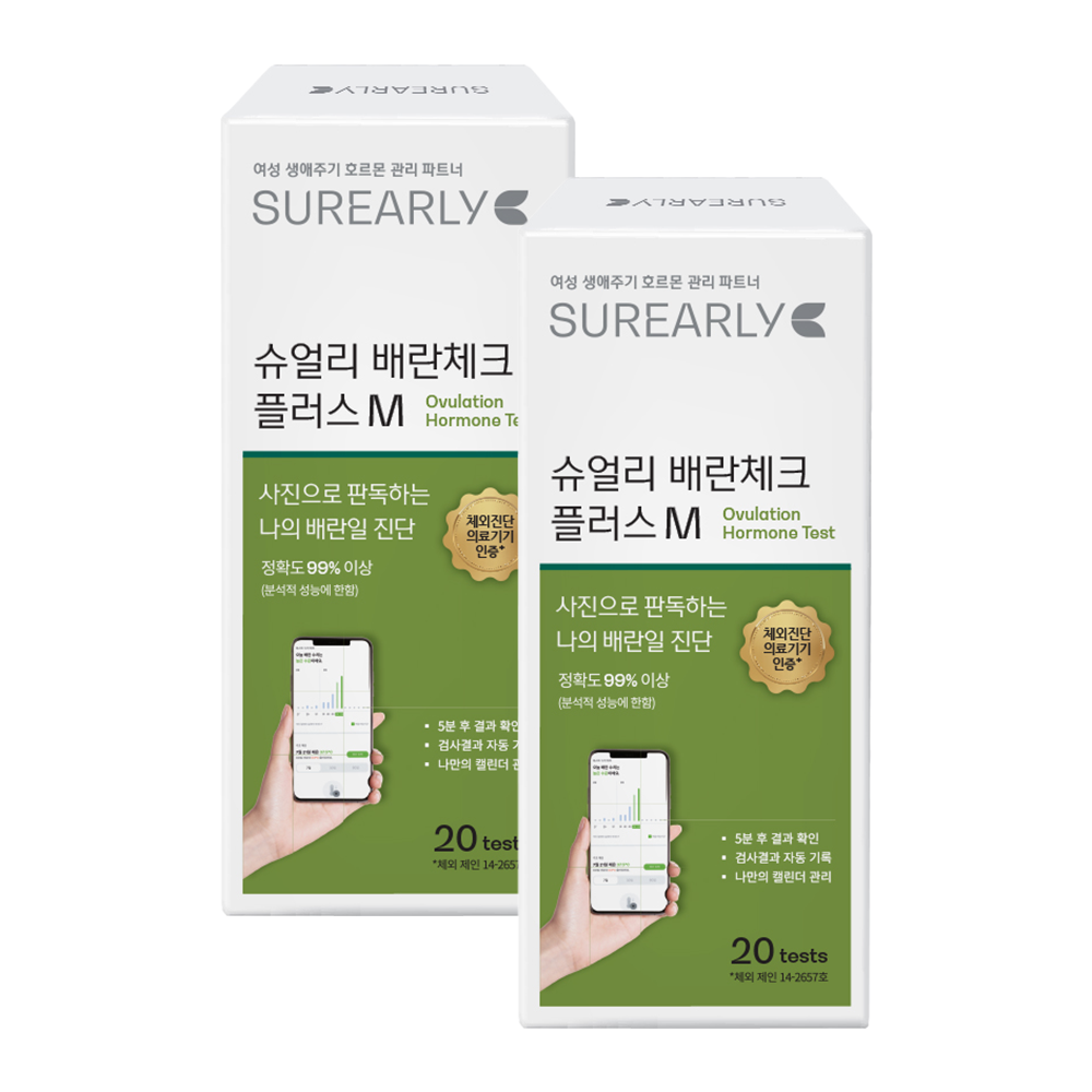 [1+1] 슈얼리 배란체크 플러스 M 배란테스트 스트립 20개입+20개입 제품 이미지