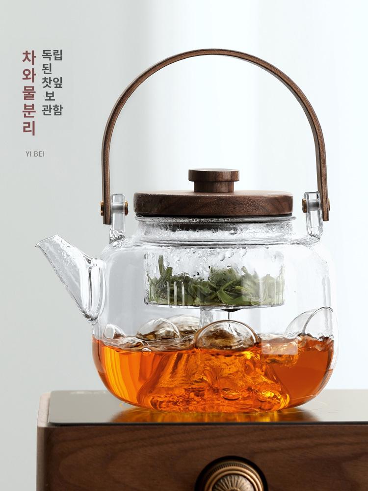 내열 찻주전자 인덕션 주전자 투명 유리 티포트 보온 다도 차우리기 - 상세 이미지 4