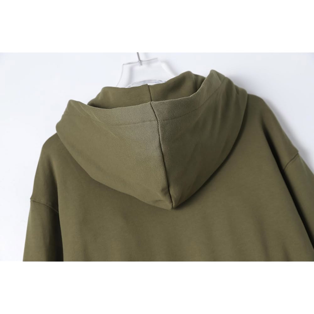 Toucky 풀 지퍼 후드 스웨트셔츠, 아미 그린, 클래식 면 혼방, Green Moss, 미디엄 Black Small - 상세 이미지 3