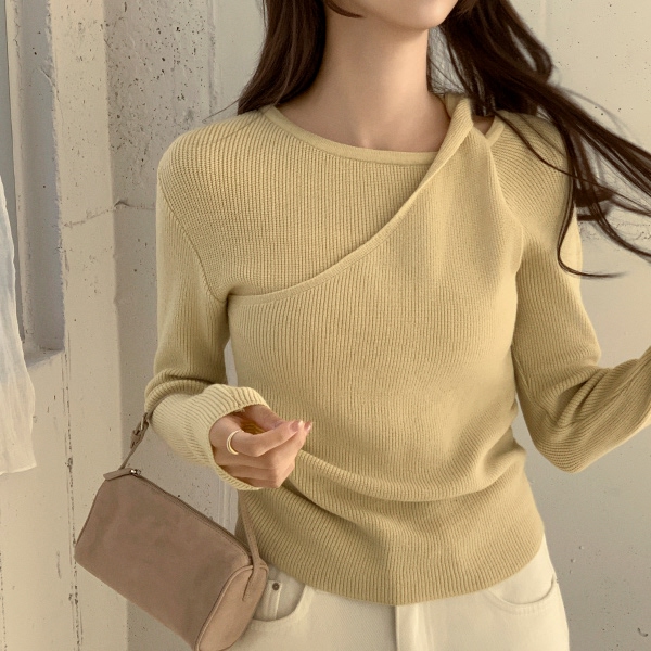 언발 꼬임 레이어드 니트 nt5449 제품 이미지