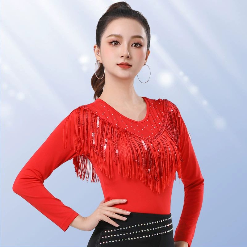 상하의 공연용 줌바 의상 무대 공연 벨리댄스복 바디수트 블랙 미드슬리브 l - 상세 이미지 4