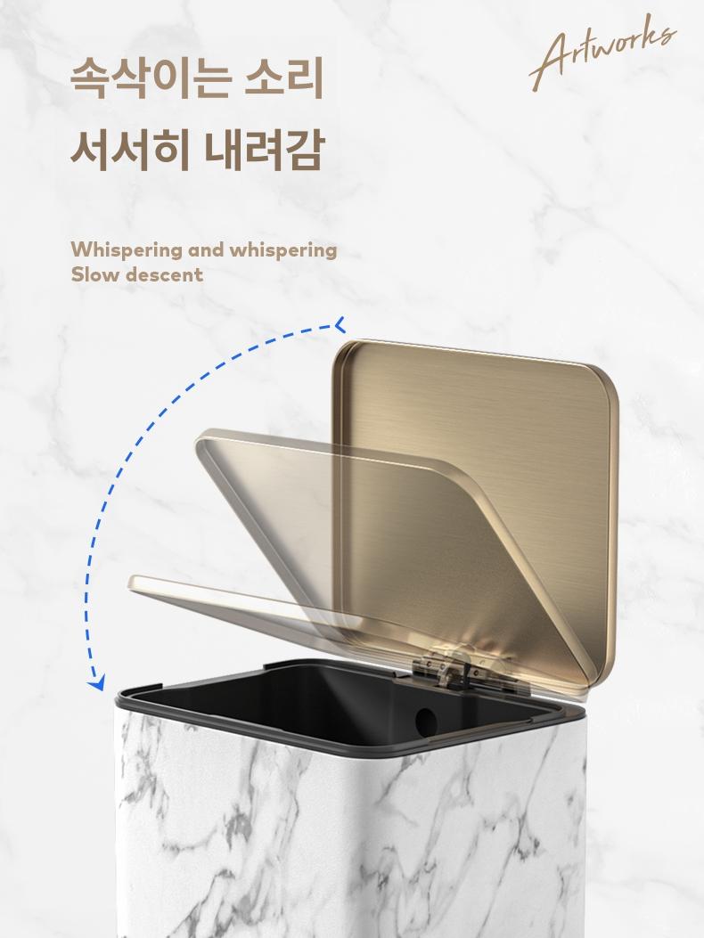 페달 럭셔리 거실 업소용 티타늄 화이트마블 대리석 깔끔 9L 화이트골드마블 욕실 침실용 - 상세 이미지 4