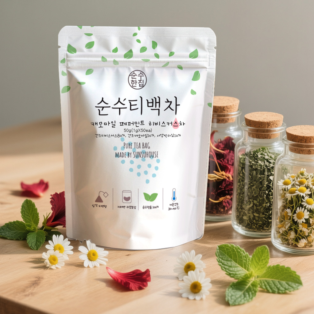 1+1 티백 50개입 캐모마일페퍼민트 히비스커스 차 이미지 2