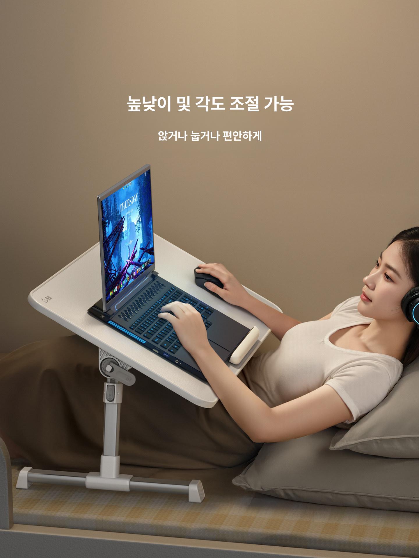 침대용 독서대 이동식 거치대 각도조절 태블릿 좌식 T6 티크 표준데스크탑 - 상세 이미지 2