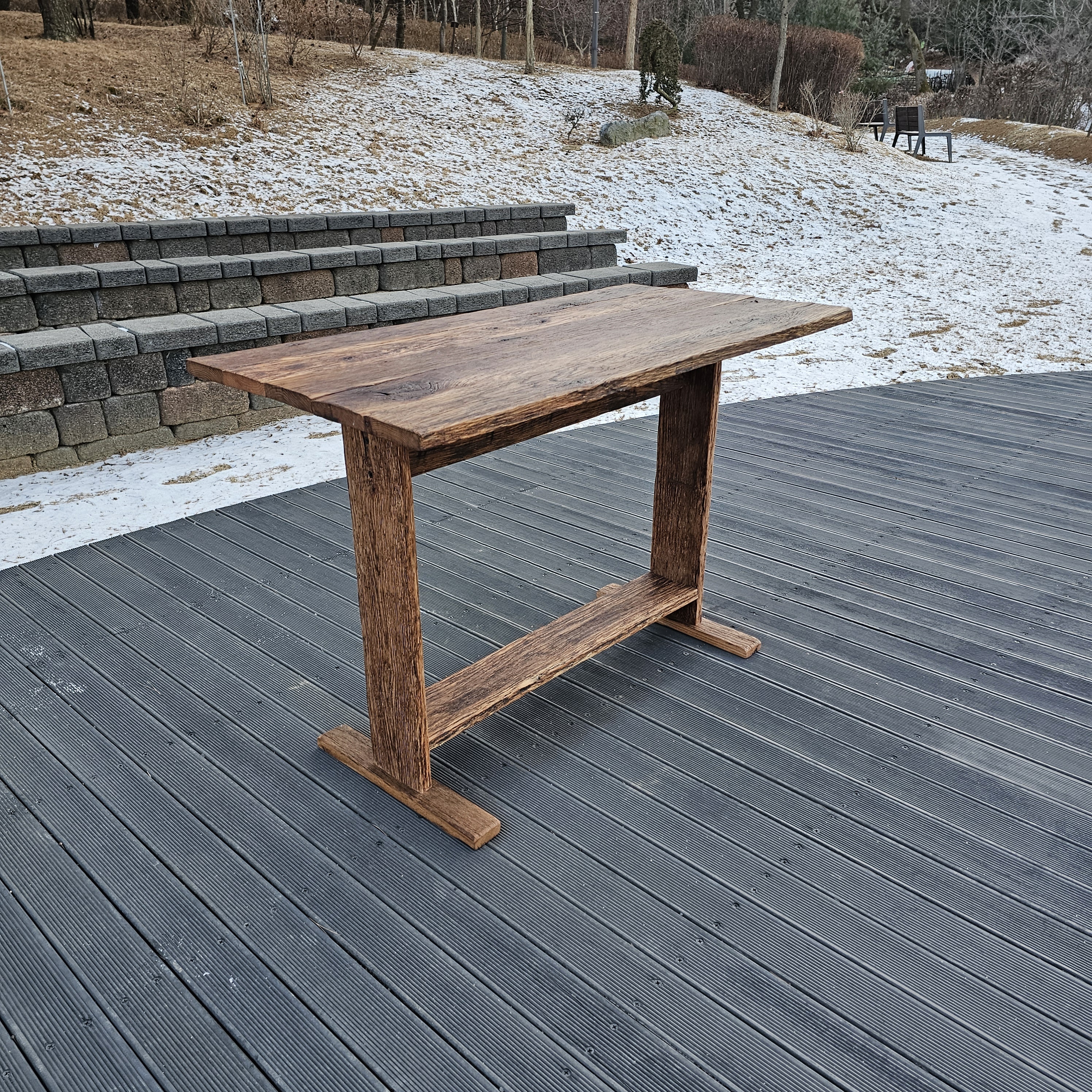 100년 이상 된 올드오크 빈티지 엔틱 러스틱 고재 작업 책상 테이블 주문제작