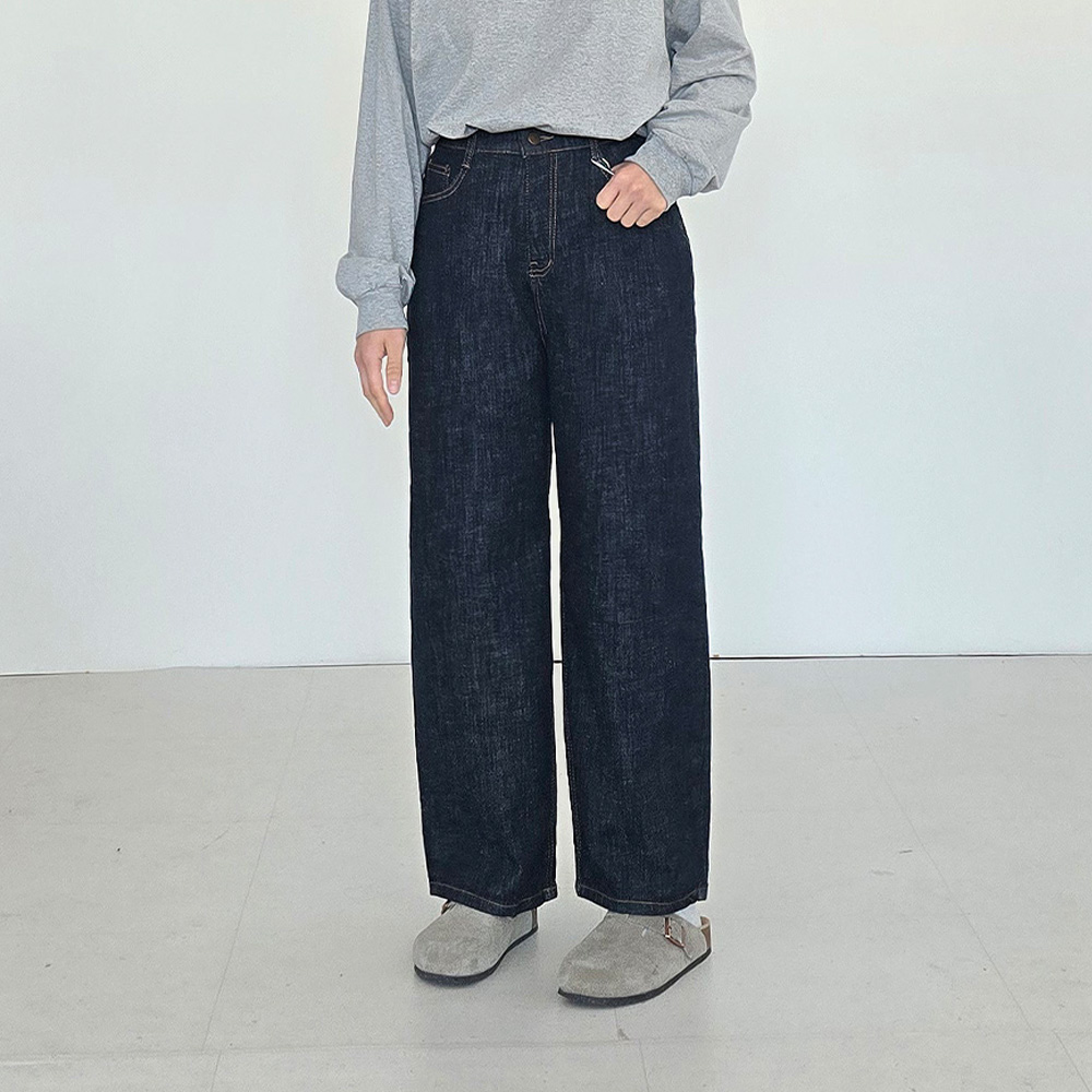 논페이드 스판 키작녀청바지 밴딩 생지 통청바지 제품 이미지