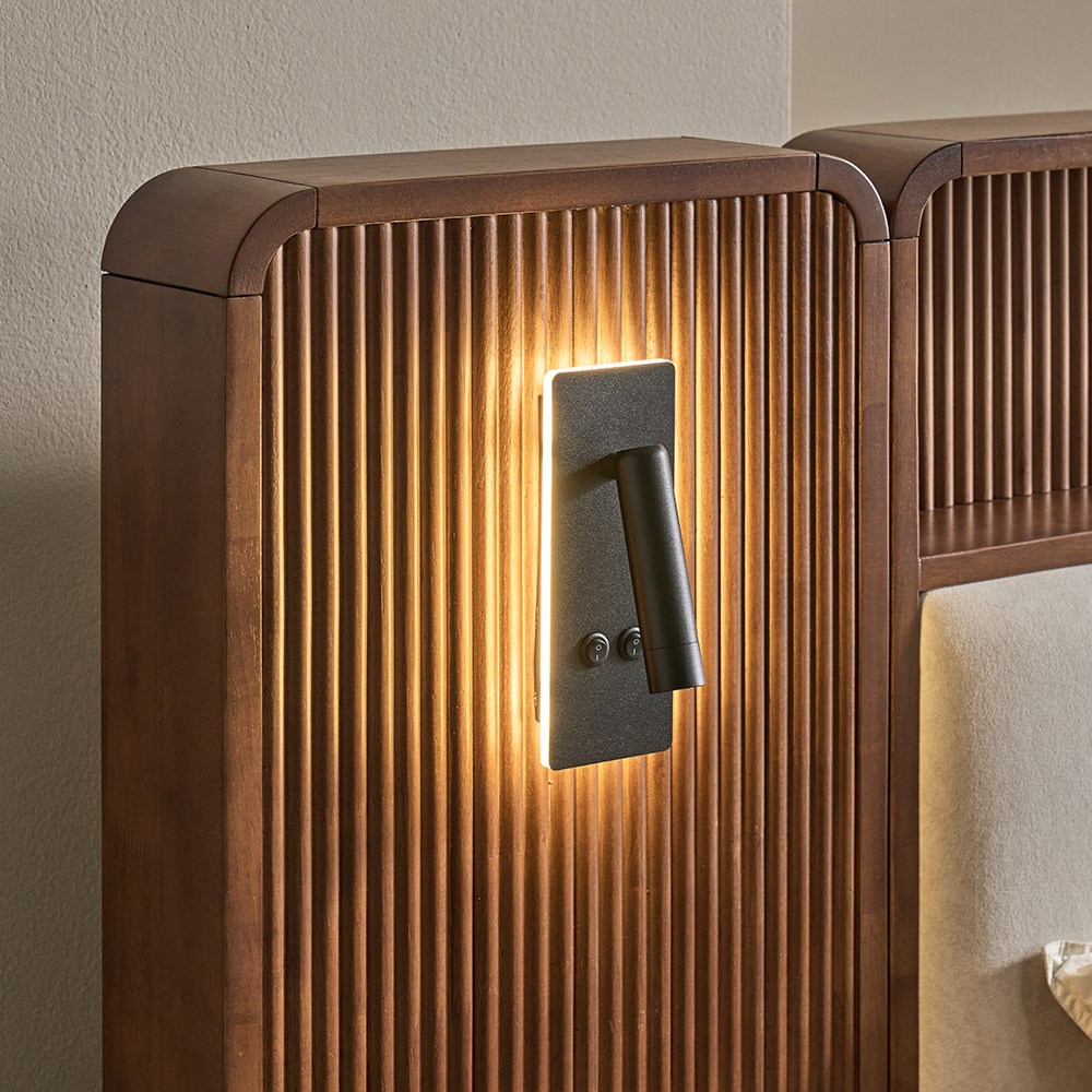 쏠앤까사 스텔라 고무나무 원목 평상형 조명 호텔형 침대프레임 SS Q·K LK