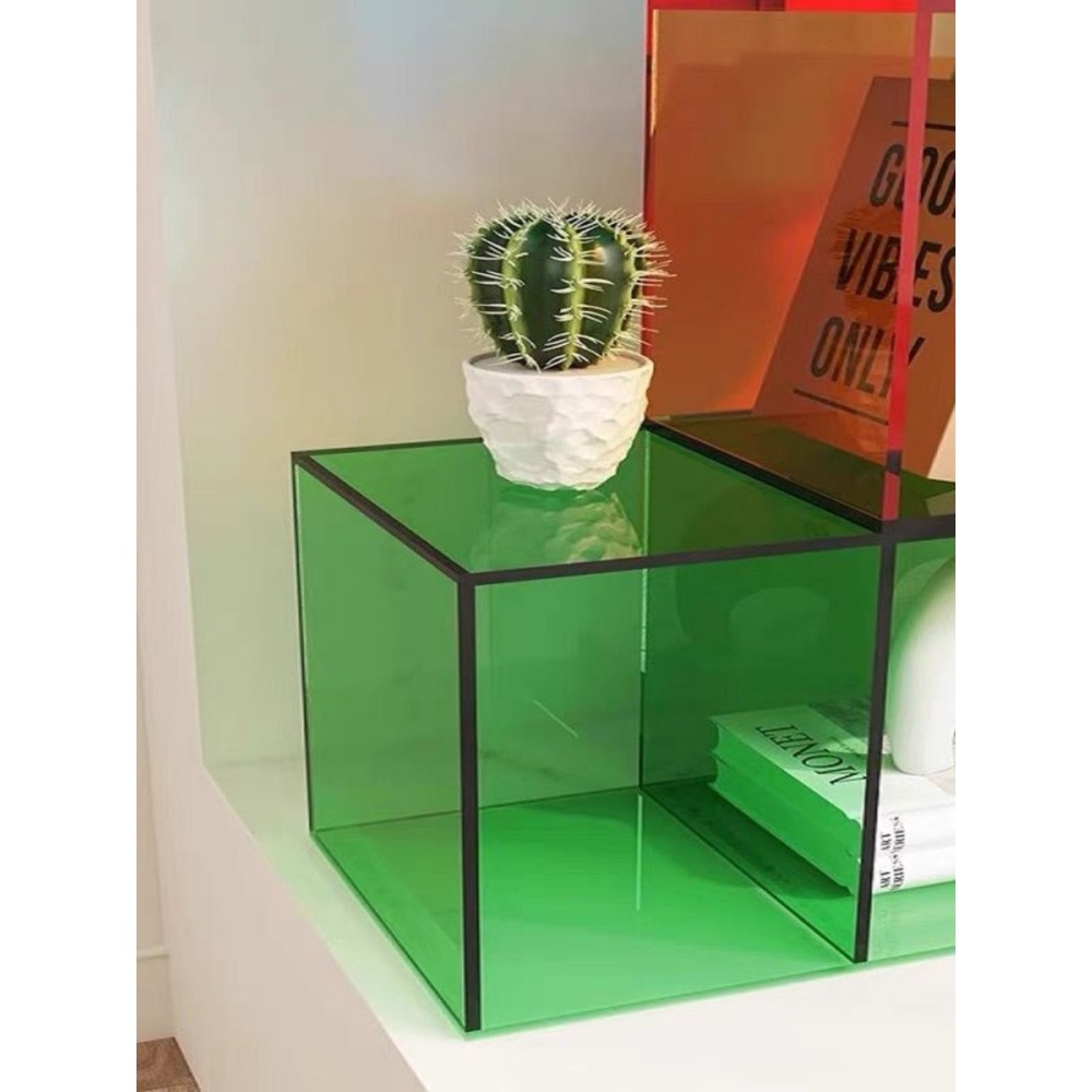 모듈 아크릴 수납장 소품 다용도 정리장 진열장 진열 모던 서점 모듈가구 거실 주황 50x30x30cm 5mm - 상세 이미지 4