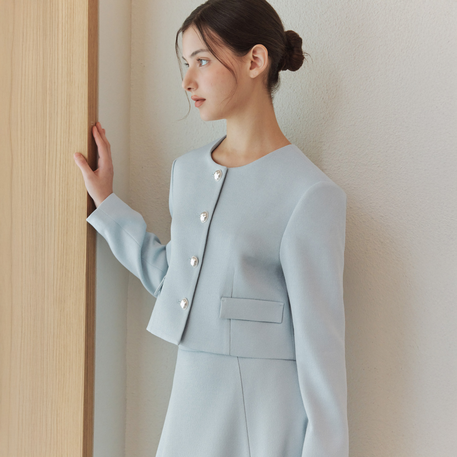 [제로스트릿] [세트] 소프트 트위드 자켓 & 스커트 [SET-UP] SOFT TWEED JACKET & SKIRT / LIGHT BLUE 이미지 2