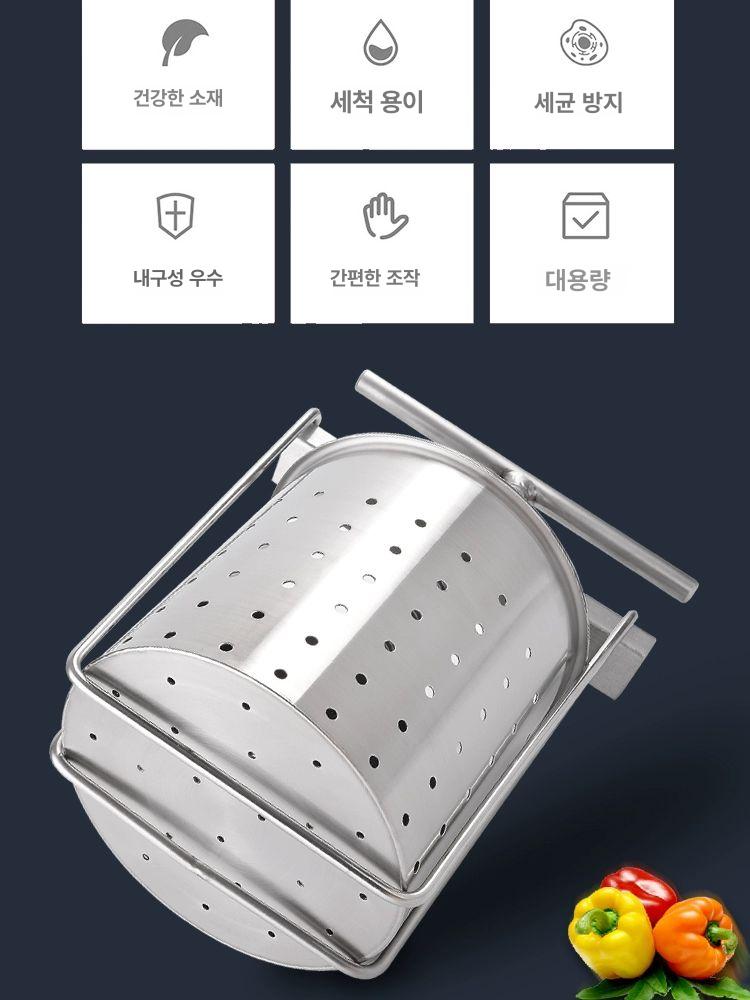 야채 탈수기 오이지 두부 압착기 음식물 짜기 채소 만두 2L 스테인리스스틸 내추럴 - 상세 이미지 3