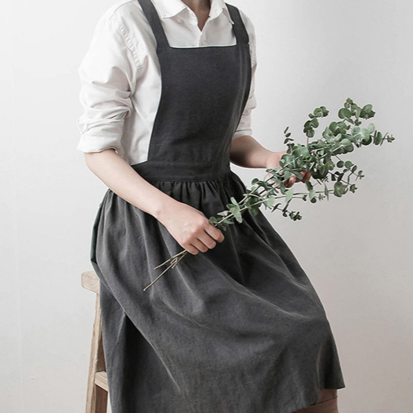 데일리 린넨 앞치마 어깨형 원피스형 앞치마 가드닝 주방 코튼 카페