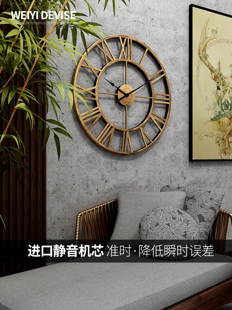 인테리어 대형 벽시계 거실 디지털 사무실 엔틱 벽걸이 무소음 가벼운 아트월 시계 금색 프레임-검은색 바늘 지름 40cm - 상세 이미지 4