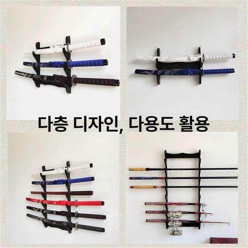 검 거치대 좌대 도검 받침대 벽걸이 칼 걸이 진열 블랙 벽걸이 6단 - 상세 이미지 5