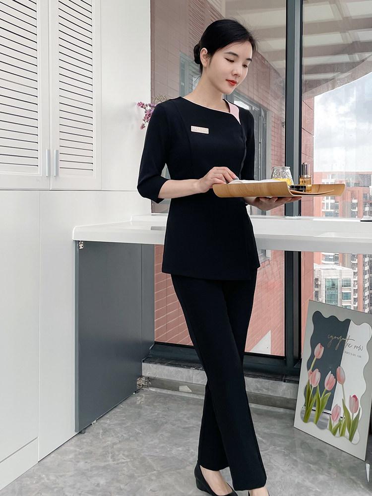 피부관리사 뷰티샵 에스테틱 스파 미용사 유니폼 작업복 세트 - 상품 이미지