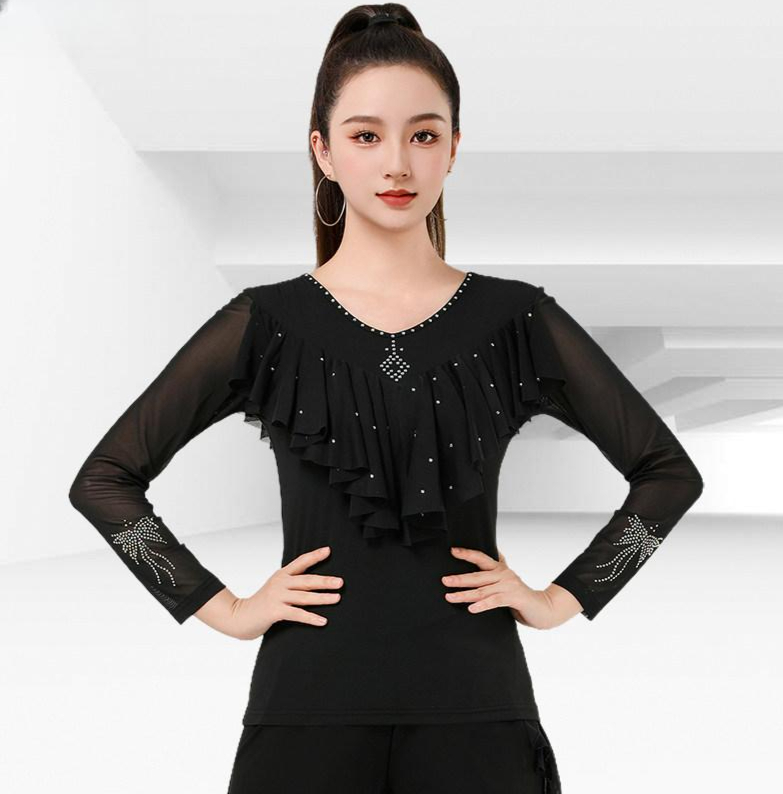 여성 연습복 무대의상 줌바 힙합 댄스스포츠 핏합 블랙 l - 상품 이미지