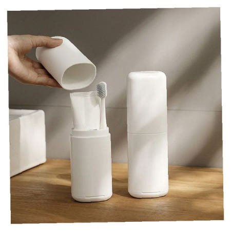 휴대용 칫솔 치약 보관함 사무실 여행용 세면도구 정리 케이스 화이트