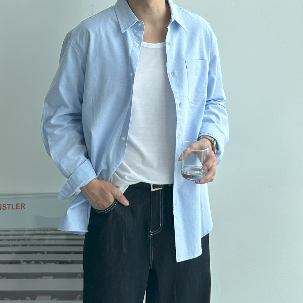 남자 셔츠 빅사이즈 오버핏 정장 옥스포드 남방 남자 와이셔츠 - 상세 이미지 4