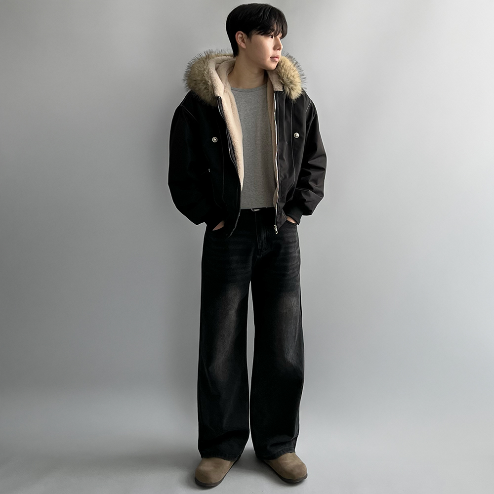 라쿤패딩 남자숏패딩 남성후드패딩 개파카 이미지 6