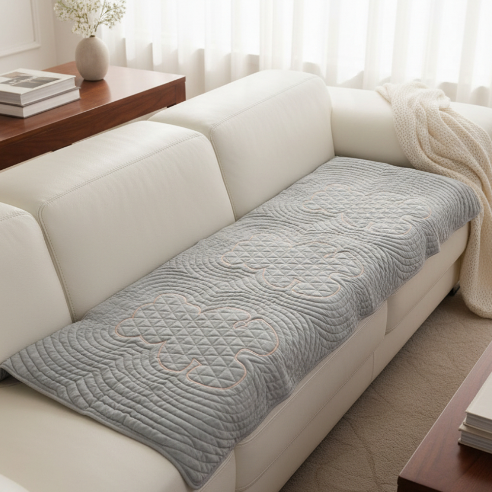 홈집합 퀼트 면100% 곰돌이 소파패드 사계절 화이트, 4인용