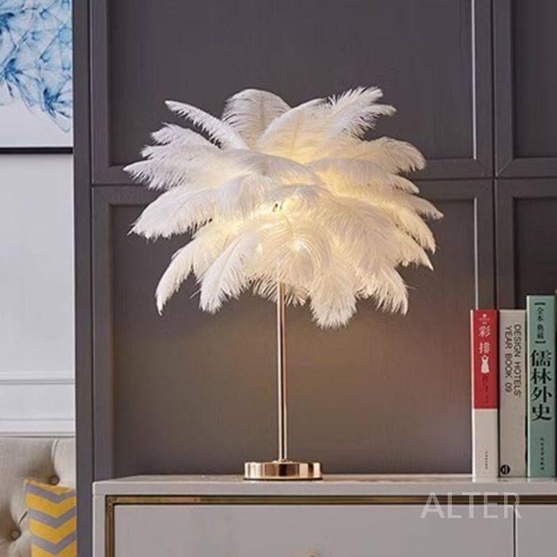 털조명 깃털 무드등 탁상 램프 스탠드 거실 화이트 플로어램프 (120cm LED) - 상세 이미지 4