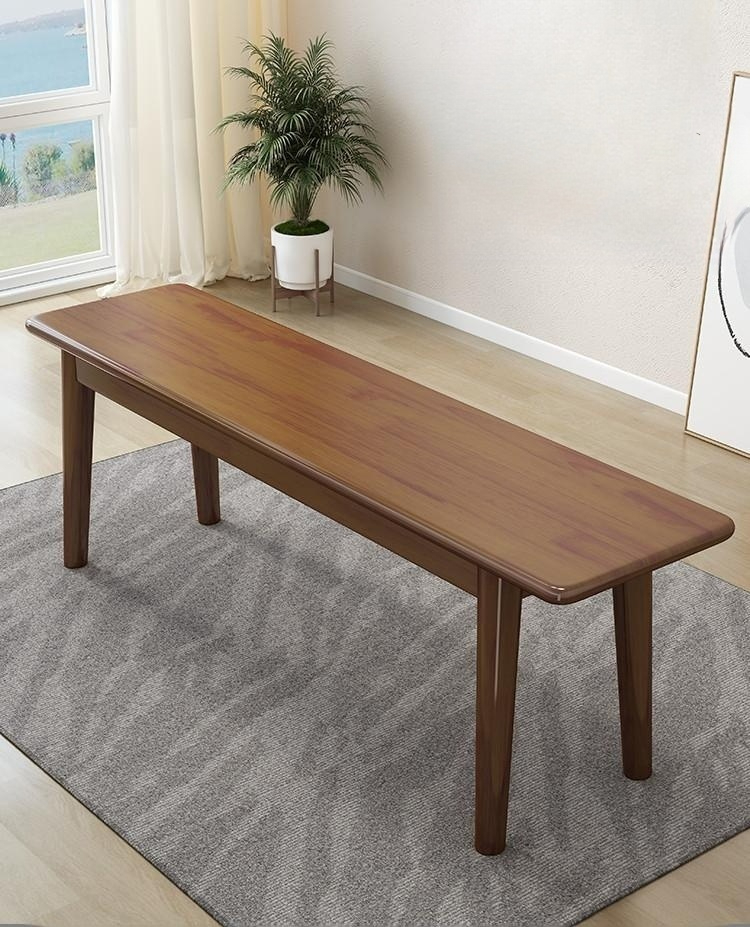 원목 벤치 대기 긴의자 고무나무 밴치 카페 좁은테이블 월넛 원형 다리 벤치 60cm - 상품 이미지
